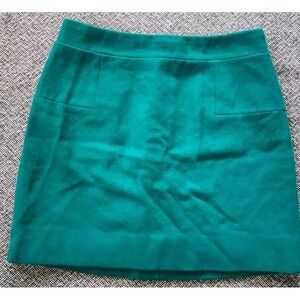 J. Crew Wool Blend Green Mini‎ Skirt - Womans Size 2 NWOT